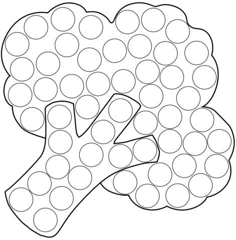 Broccoli Dot Art Coloring Page